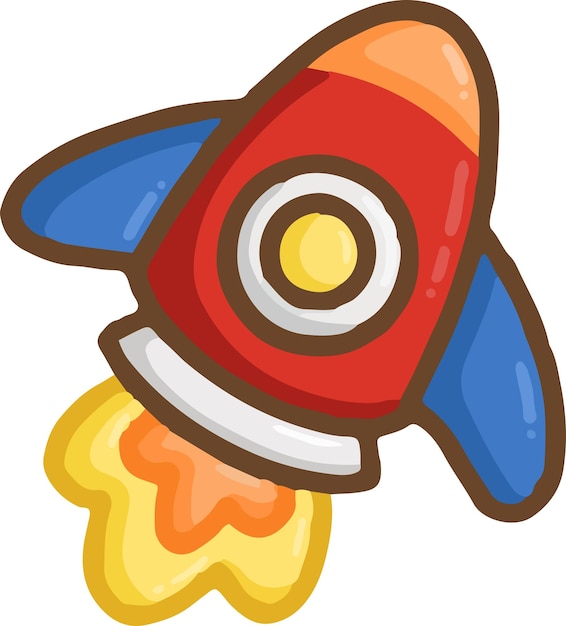 a vector of hand drawn rocketship vector