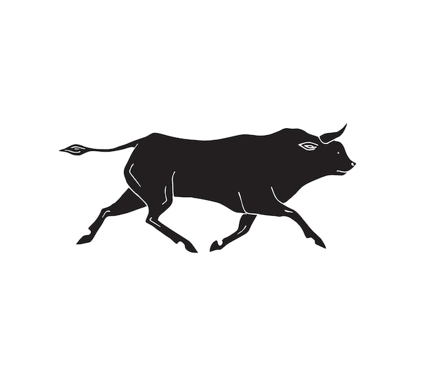 Vector hand drawn running bull