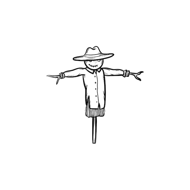 Vector hand drawn Scarecrow outline doodle icon. Scarecrow sketch illustration for print, web, mobile and infographics isolated on white background.