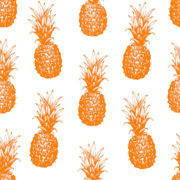 Modello senza cuciture disegnato a mano di vettore con l'ananas