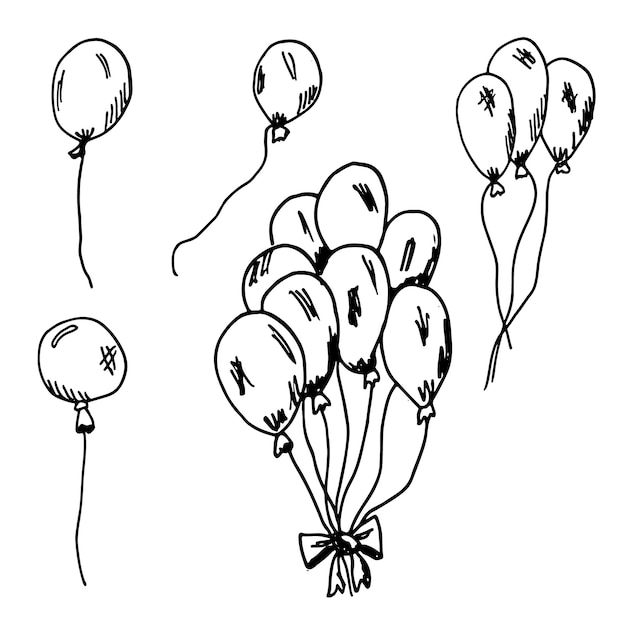 Vector vector hand drawn set of air balloons