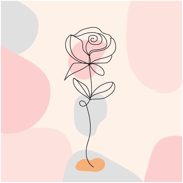 Vettore illustrazione semplice del profilo del fiore disegnata a mano di vettore