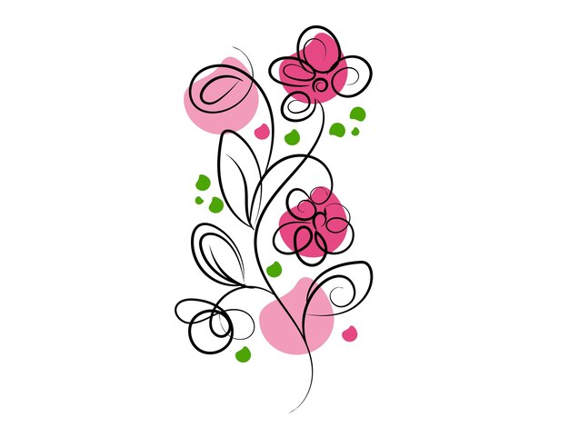 vector hand drawn simple flower outline illustration