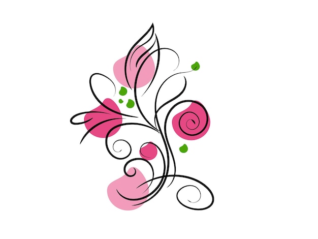 Vector vector hand drawn simple flower outline illustration