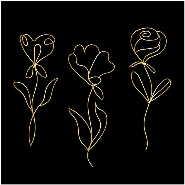 vector hand drawn simple flower outline