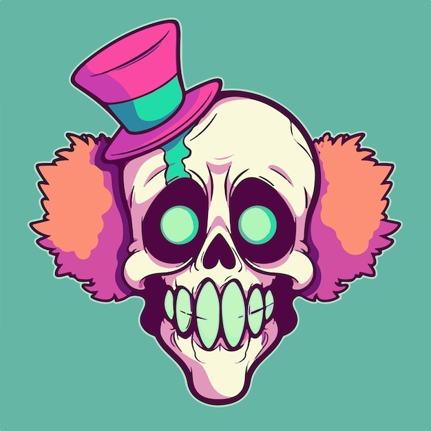 Vector vector hand drawn skull clown cartoon illustration