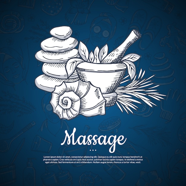 Vector hand drawn spa elements with text template