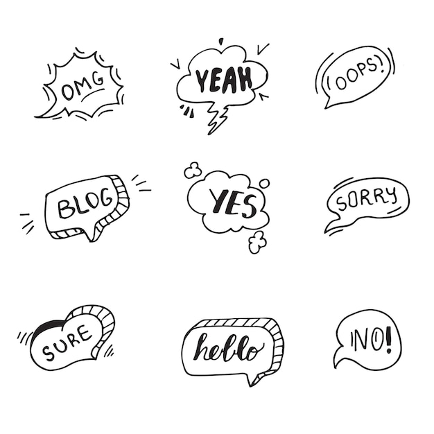 Vector vector hand drawn speech bubbles collection.