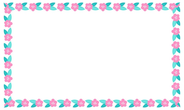 Vector vector hand drawn spring floral frame on white