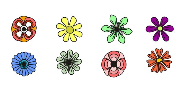 Vector vector hand drawn spring flower collection