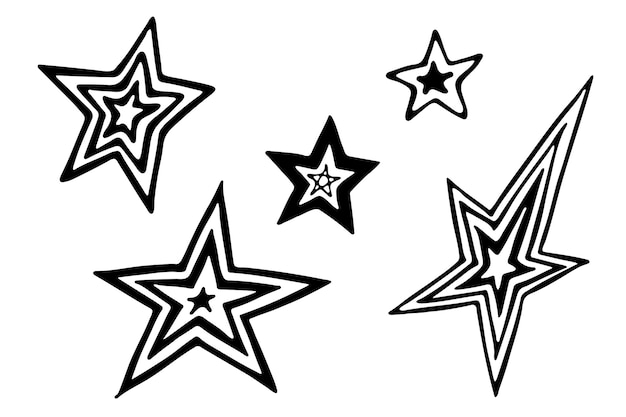 Vector hand drawn star clipart Doodle set for print web greeting card design decor