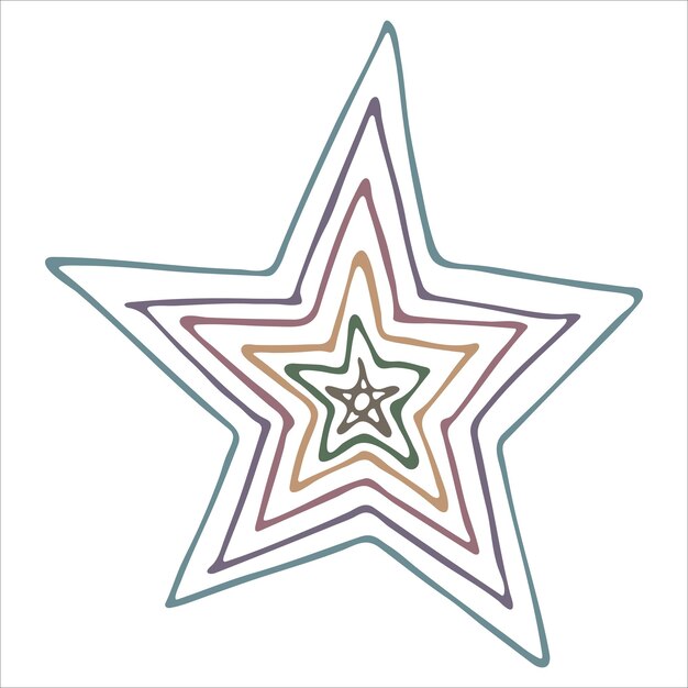 Vector hand drawn star illustration Cute colorful doodle clipart