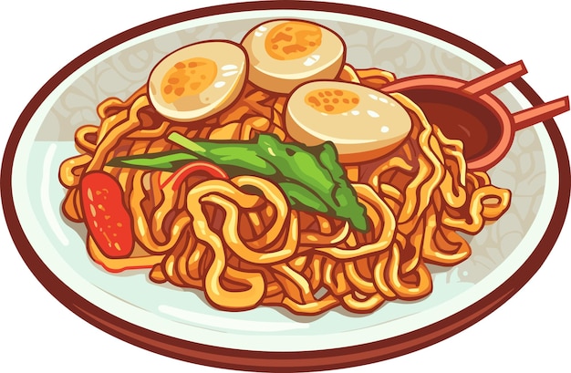 Vector hand drawn taiwanese Fried Noodle food