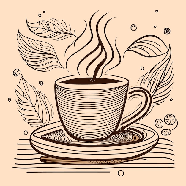 Vector hand drawn tea or coffee cup isolated