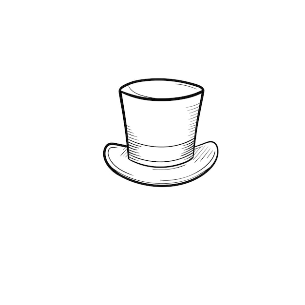 Vector hand drawn top hat outline doodle icon. cylinder sketch illustration for print, web, mobile and infographics isolated on white background.