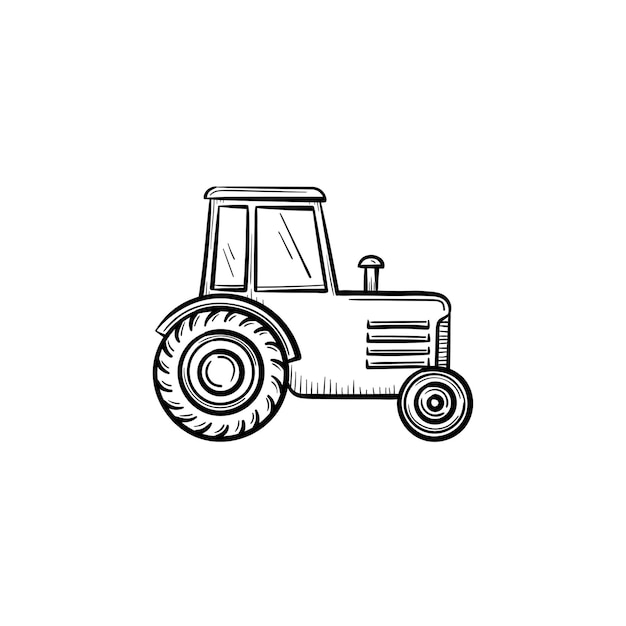 Vector hand drawn Tractor outline doodle icon. Tractor sketch illustration for print, web, mobile and infographics isolated on white background.