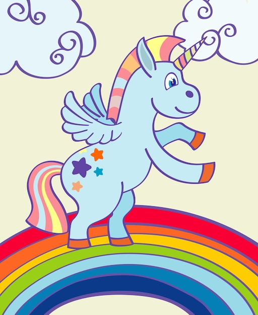 Vector hand drawn unicorn dancing