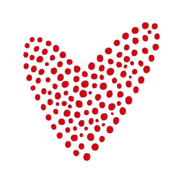 ベクトル バレンタインの赤い心臓を白い背景に分離したベクトル手描き 装飾的なドゥードル 愛の心臓の点 スケッチスタイル スクリブルインク 心臓のアイコン 結婚式のデザイン 包装 装飾とグリーティングカード
