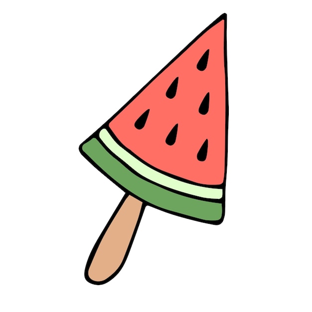 Vector hand drawn watermelon ice cream