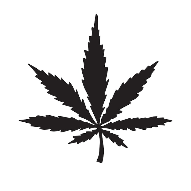 Vector hand getekend hennep cannabis silhouet