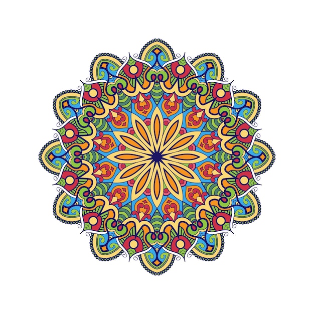 Vector hand getekend kleurrijke mandala. Decoratieve elementen. Kleurrijk patroon en vectorillustratie.