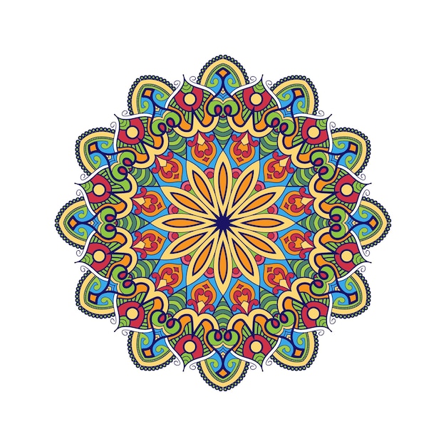 Vector hand getekend kleurrijke mandala. Decoratieve elementen. Kleurrijk patroon en vectorillustratie.