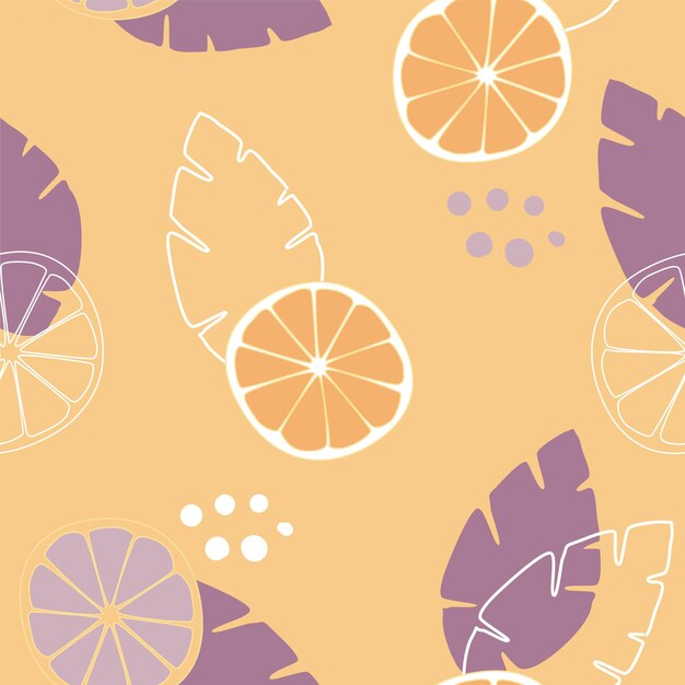 Vector hand getekend oranje fruit naadloze patroon. frisse zomerillustratie in trendy kleuren. geweldig voor stof en behang.