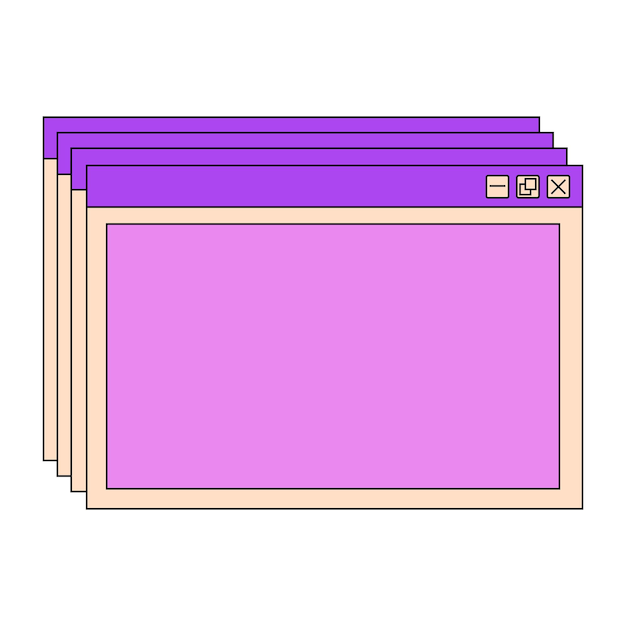 Vector hand getekend retro computer windows-element