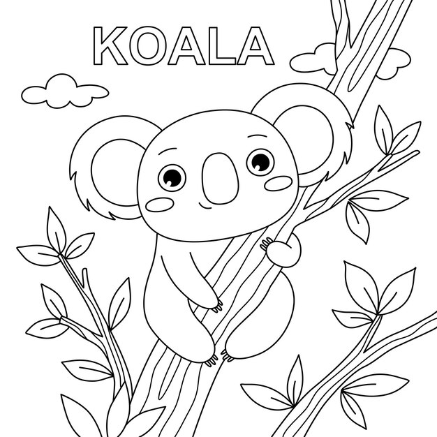 Vector vector hand getekend schattige koala boekillustratie kleurplaten