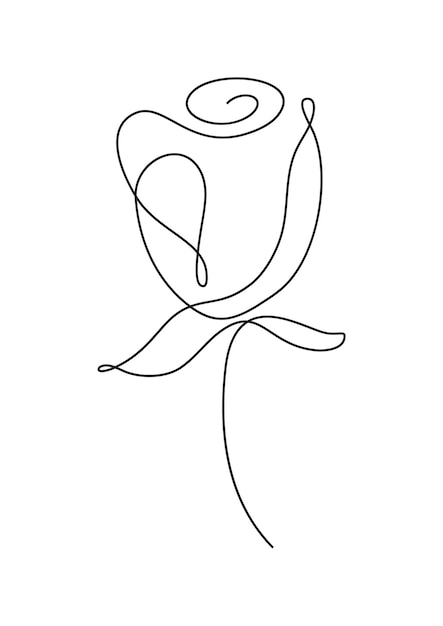 Vector hand getekende een lijn kunst tekening van bloem rose minimalistische trendy hedendaagse bloemdessin