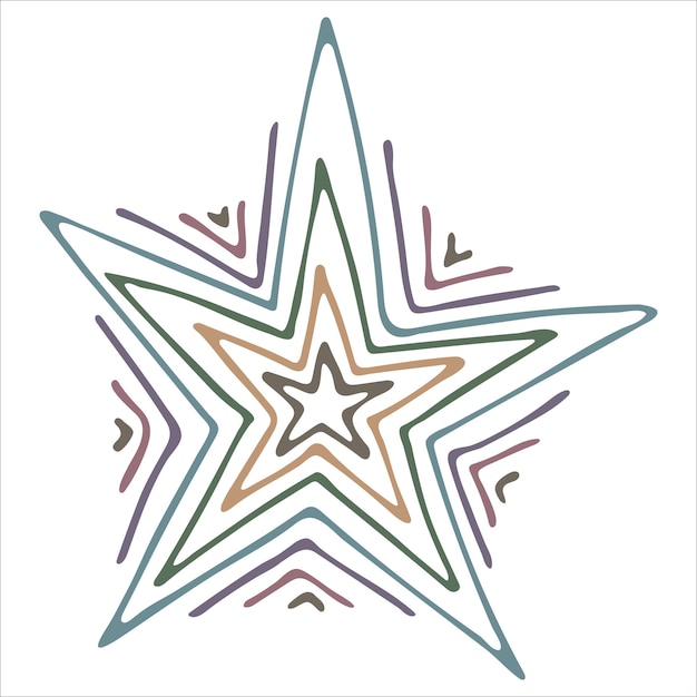 Vector hand getekende ster illustratie leuke kleurrijke doodle clipart