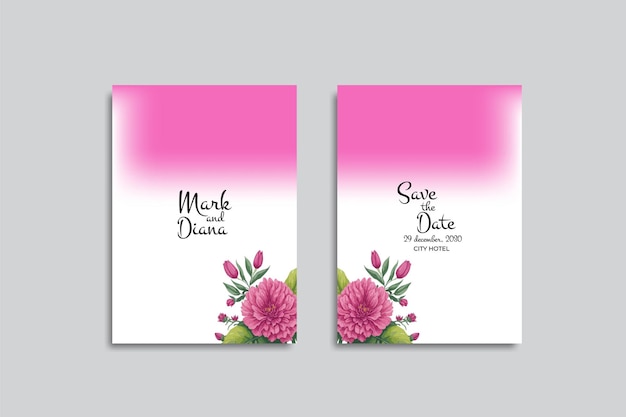 vector hand getrokken bloemen bruiloft uitnodigingskaart