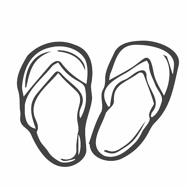 Vector hand getrokken doodle zwarte schets strandslippers geïsoleerd op witte achtergrond