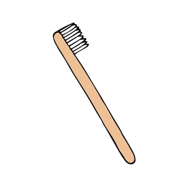 Vector hand getrokken eco vriendelijke bamboe tandenborstel geïsoleerd op een witte achtergrond