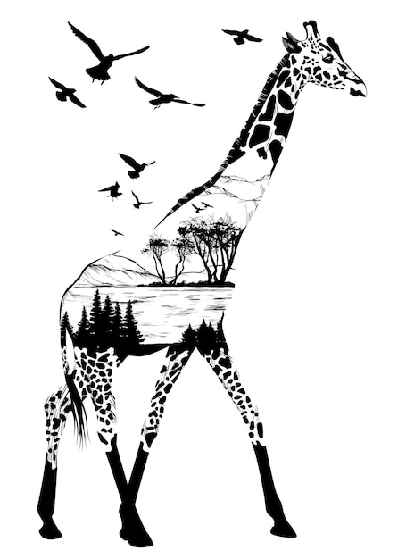 Vector Hand getrokken giraf voor uw ontwerp