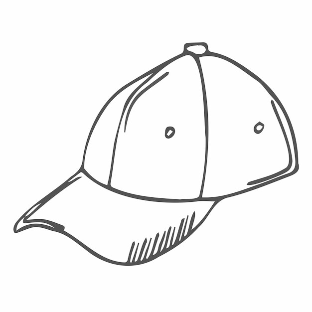 Vector hand getrokken honkbal hoed overzicht doodle pictogram. Baseballcap schets illustratie voor print, web,