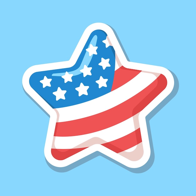 Vector hand getrokken ster sticker vormige USA vlag op witte achtergrond