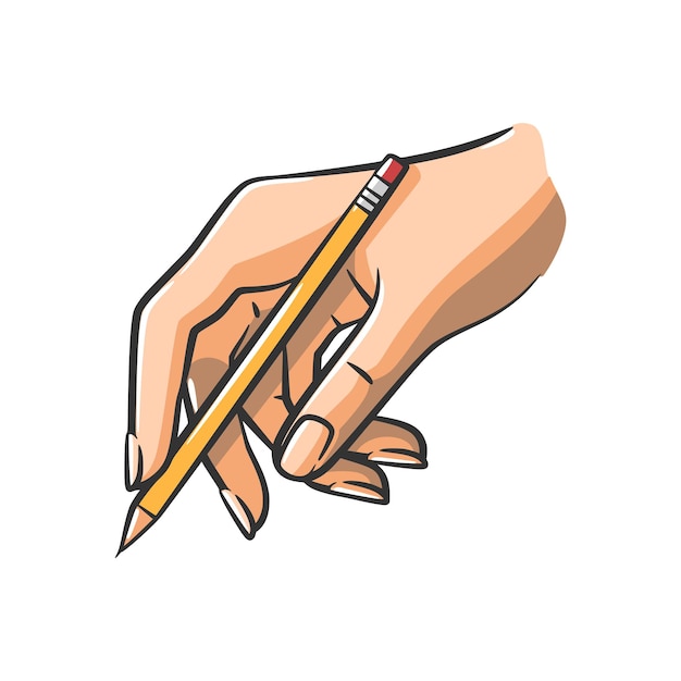 Vector Hand Holding a Pencil Simple and Clean Design