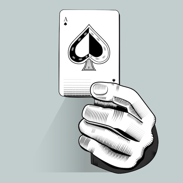 Vector vector of hand holding random playing card