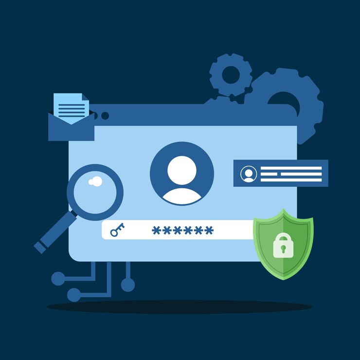 Vector vector hand illustration cyber security safe and protected user data