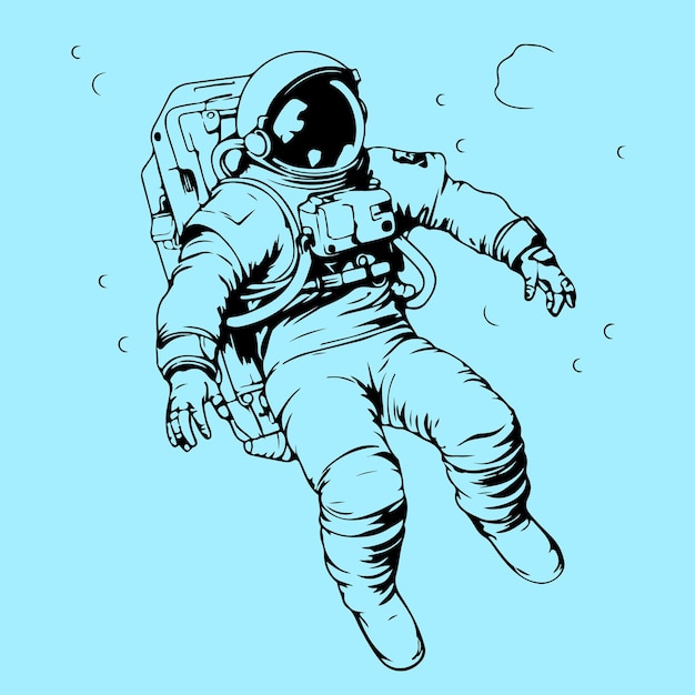 Векторная иллюстрация космонавта от руки Иллюстрация космонавта