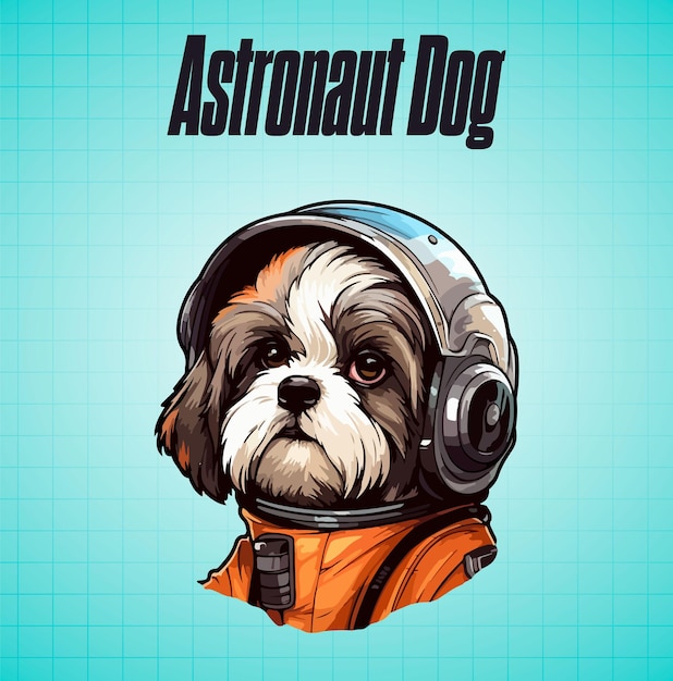 Vector handdrawn cartoon astronaut dog illustration