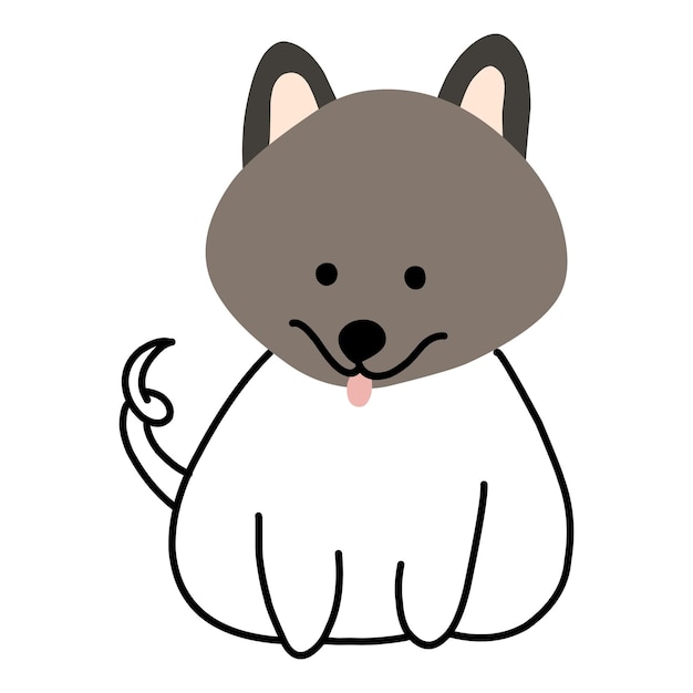 ベクターの手描きのかわいい犬 こどもカラーイラスト 犬の銃口付き