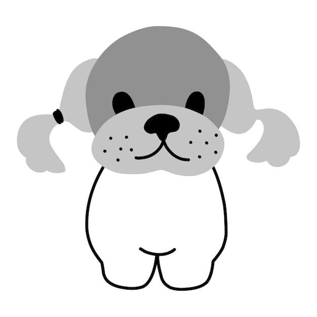 Cane carino disegnato a mano vettoriale illustrazione a colori per bambini con il muso di un cane