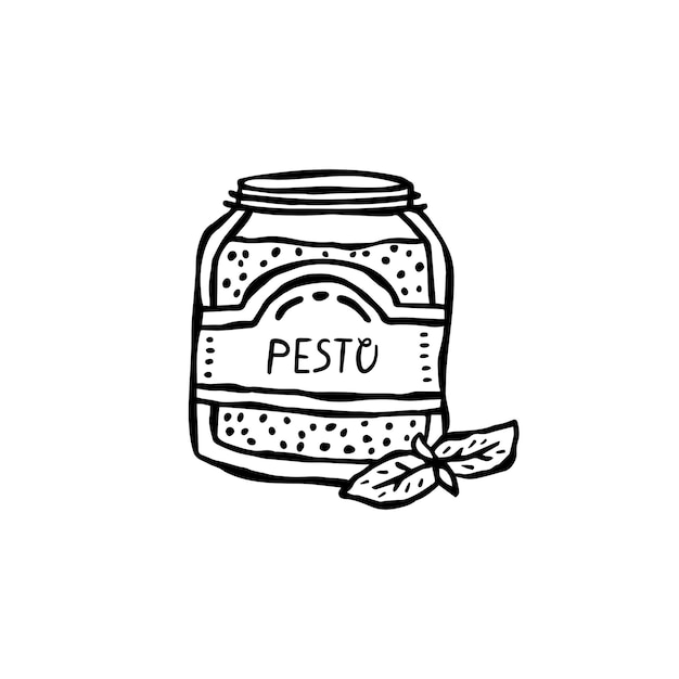 Vettore illustrazione disegnata a mano di vettore della cucina italiana pesto