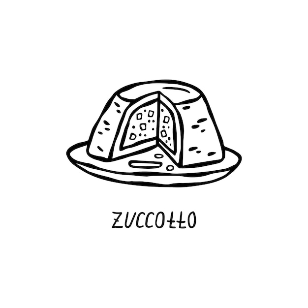 イタリア料理 Zuccotto のベクトル手描きイラスト