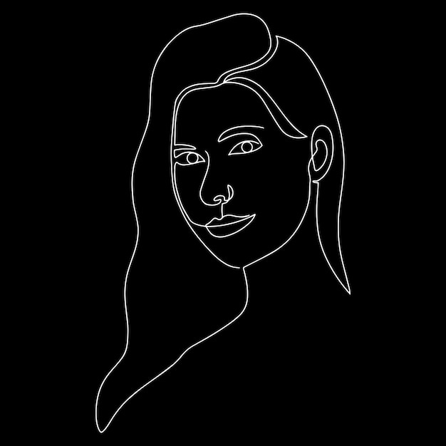 Vector handdrawn illustration in the style of linear art Portrait of a beautiful girl