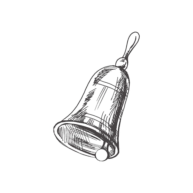 Vector handdrawn school supplies Illustration Detailed retro style school bell sketch Vintage sketch element Back to School School essential illustration