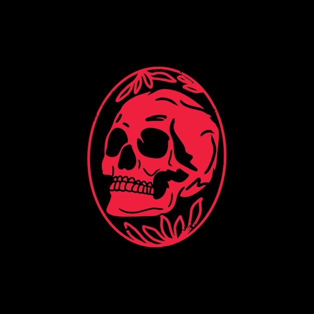 Vector handgemaakte illustratie red skull ontwerp