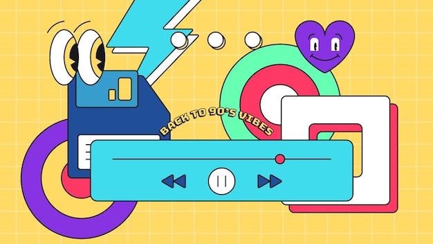 Vector handgetekende 90's party twitch achtergrond
